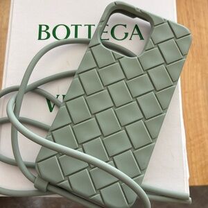 Bottega Veneta Olive Green Woven Phone Case